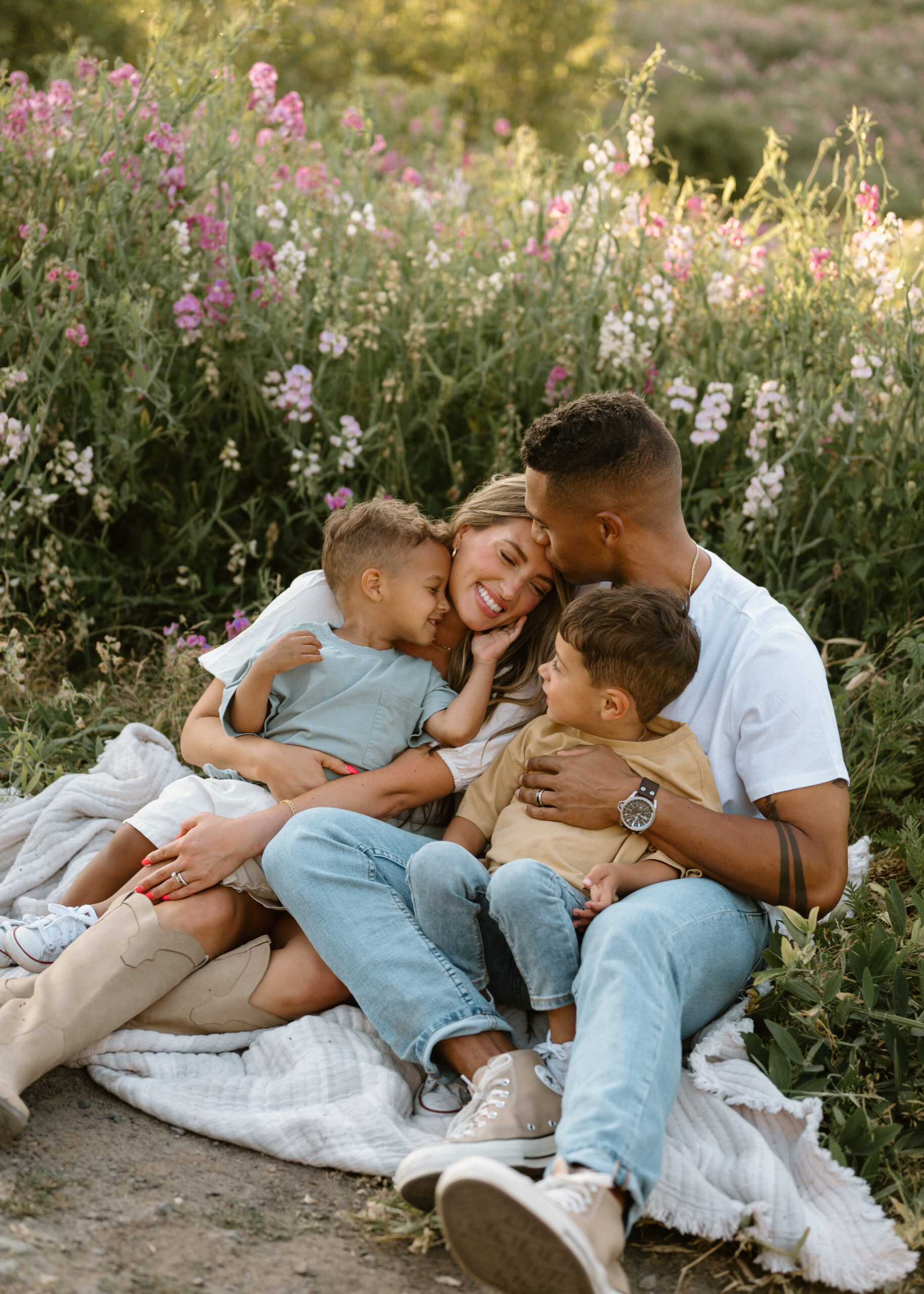 Family photo in the wildflowers by Vancouver, Washington family photographer. 