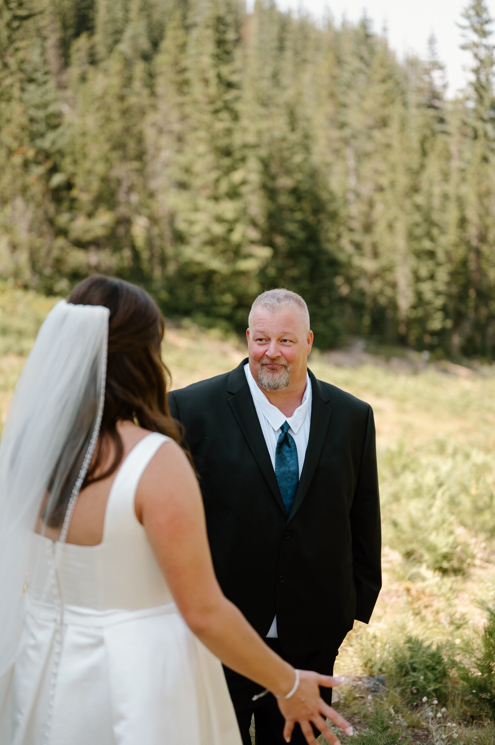 Mt Hood Ski Bowl Wedding, Portland Wedding Photographer, First look with dad 