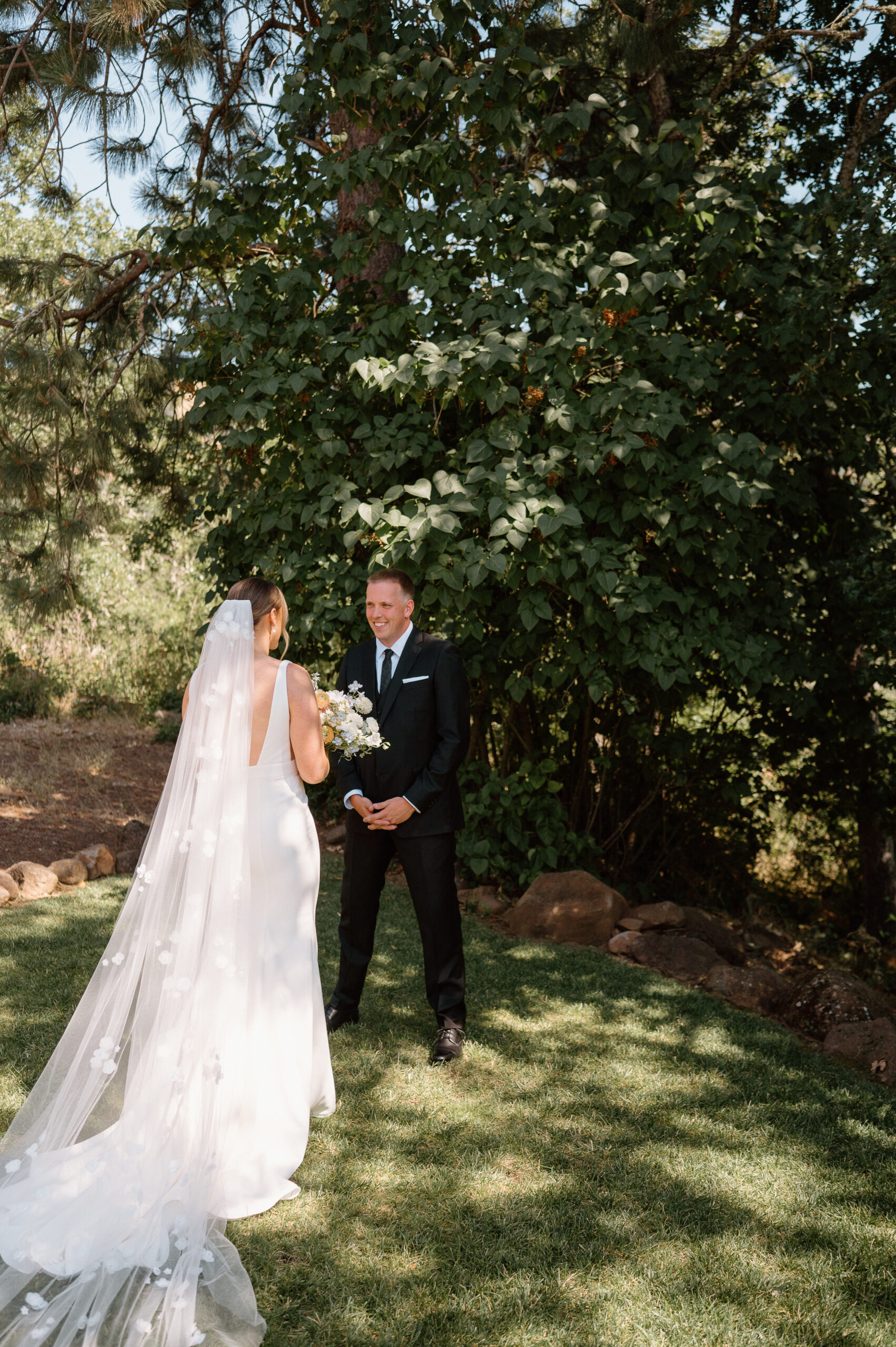 First look photos by Portland Oregon Wedding Photographer