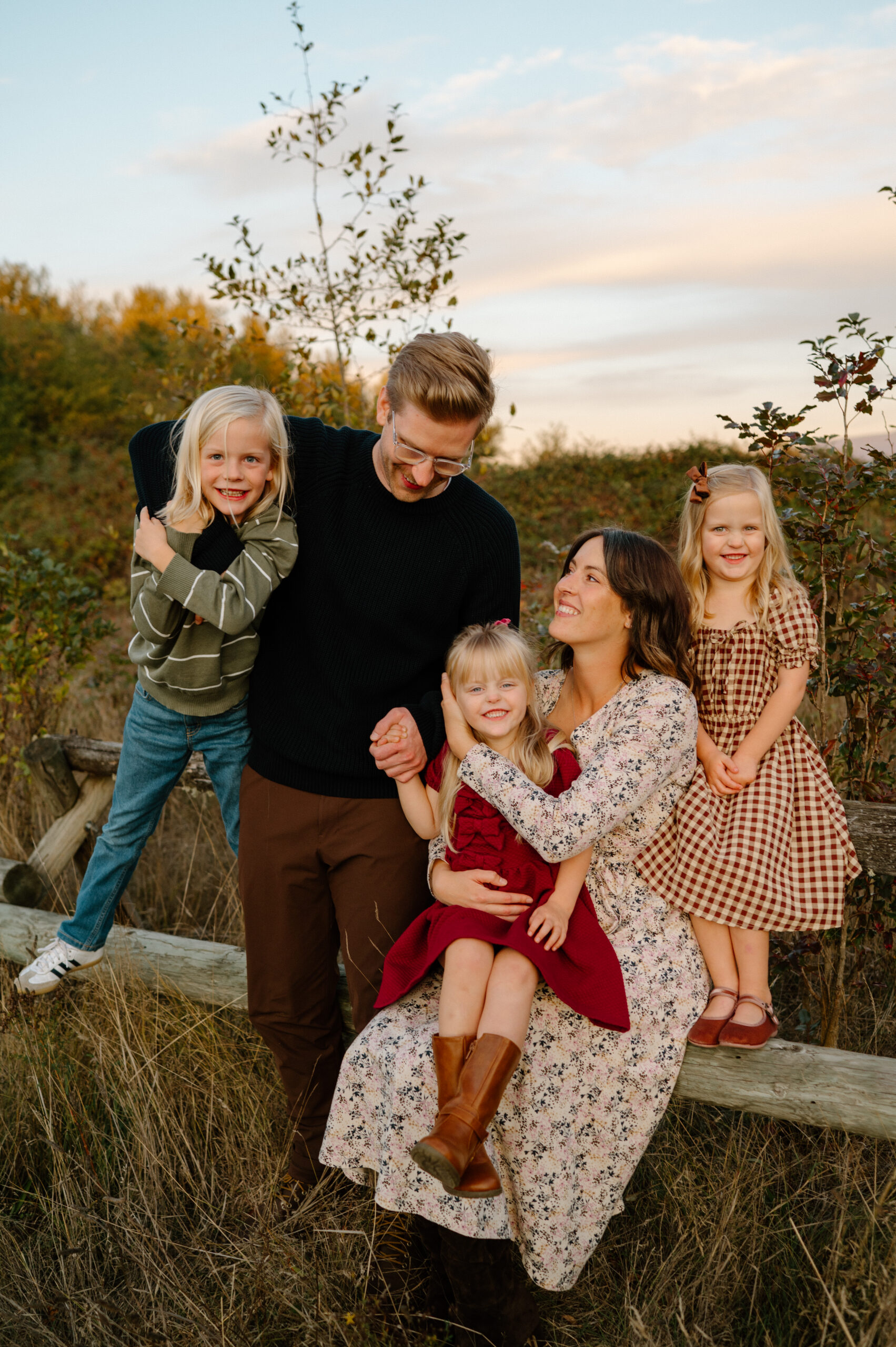 Fall family portrait with children taken by Vancouver, Washington family photographer.
