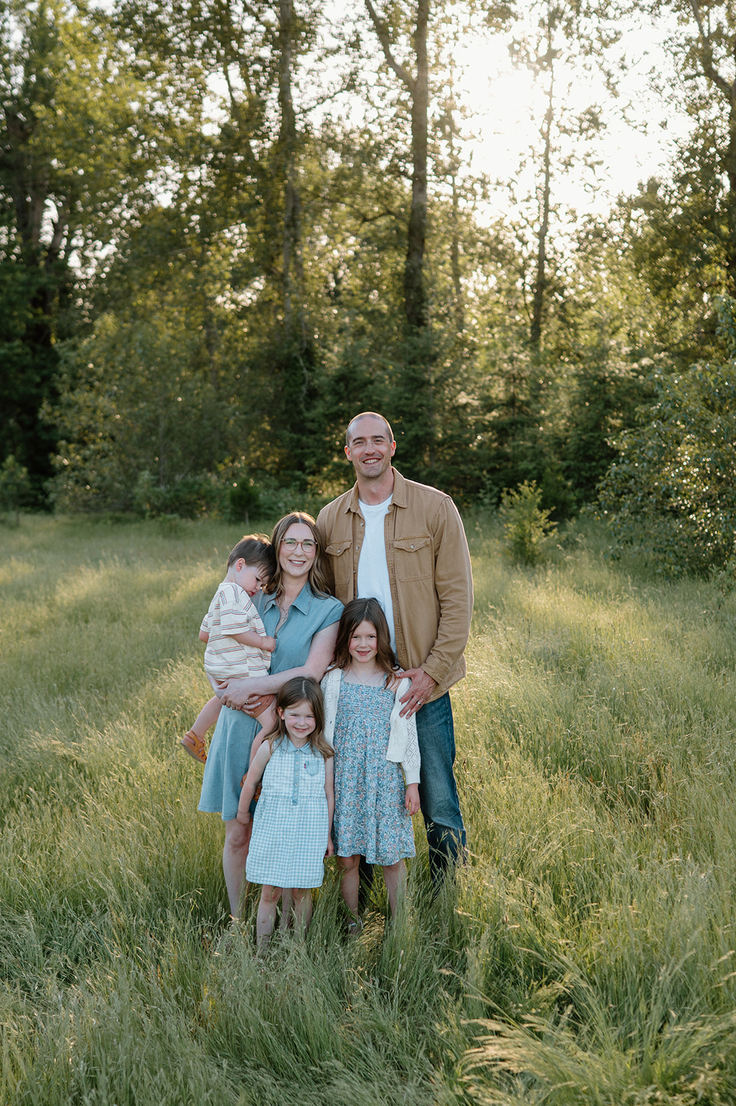 Golden hour family photograph taken by PNW Family Photographer.